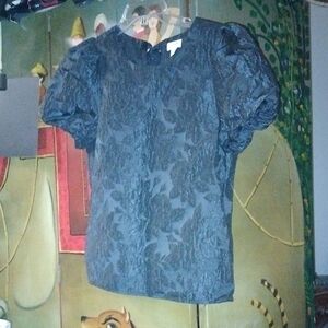 J. Crew Black Textured Floral Top *****